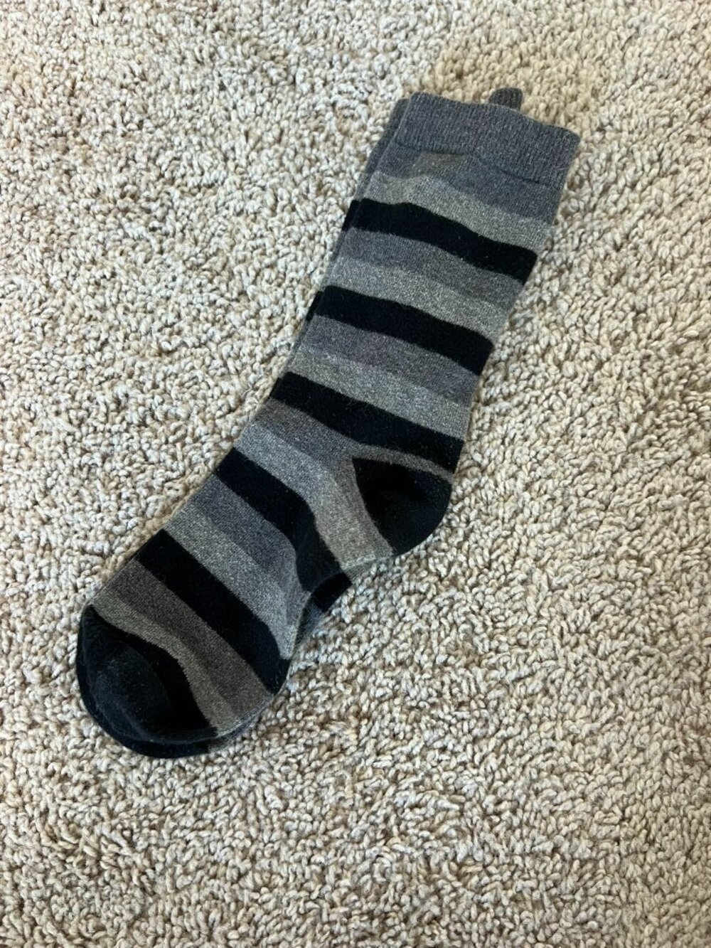 Gray/Black Striped Socks Ribbed Classic Warm Stylish Comfort Winter Essentials